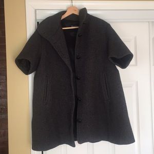 Opening ceremony short sleeve wool swing coat